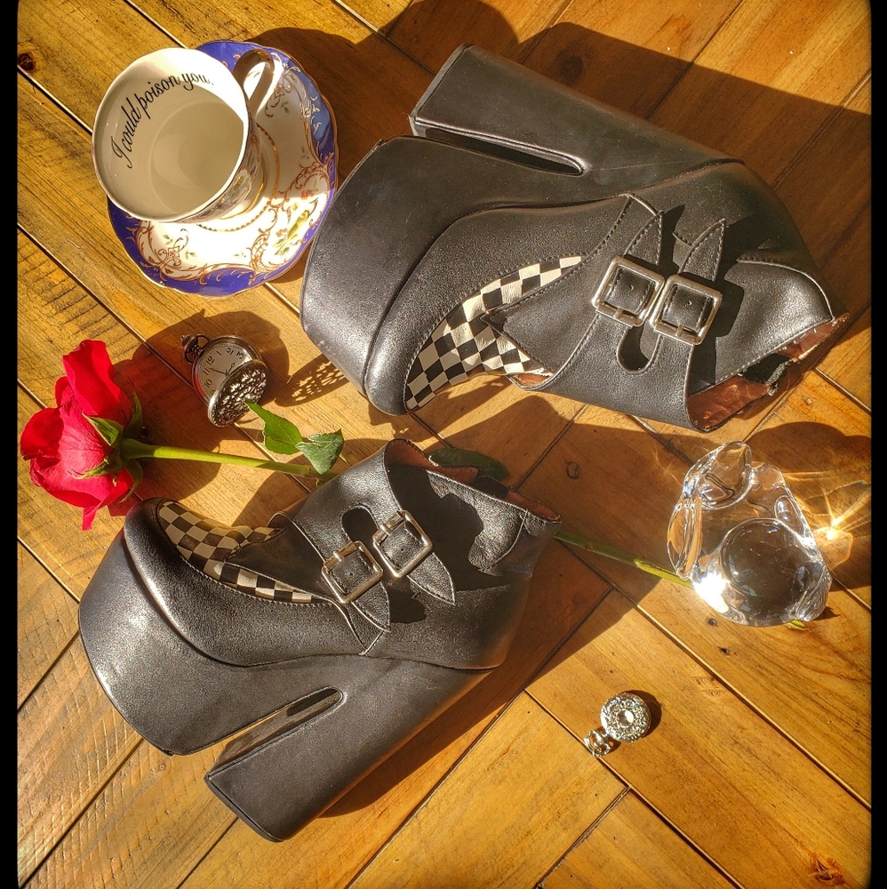 Jeffrey Campbell Platform Bootie w/ Checker accent